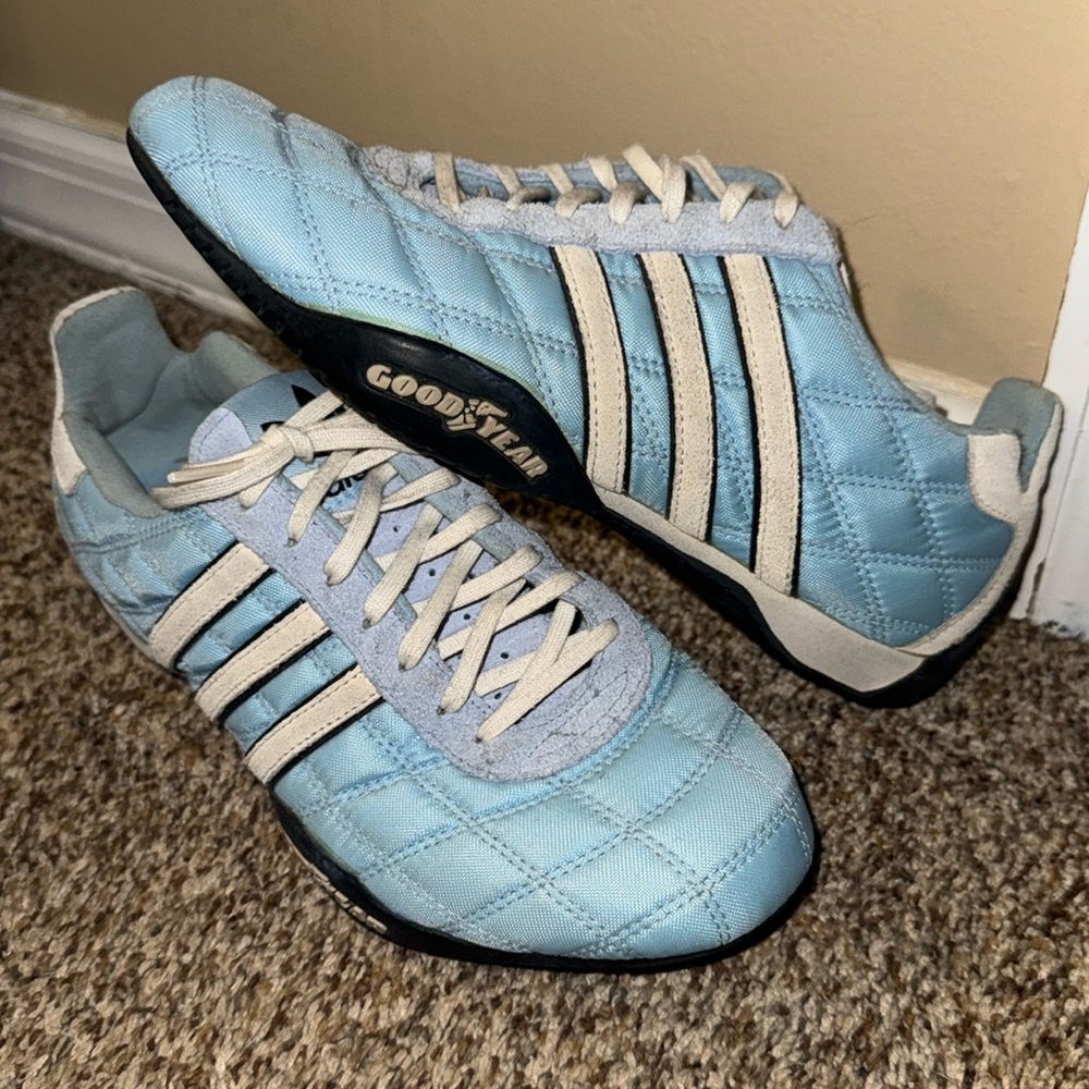 Adidas - Retro Tuscany Racing Shoe, Goodyear  Size  7, Baby Blue (Rare 1999)